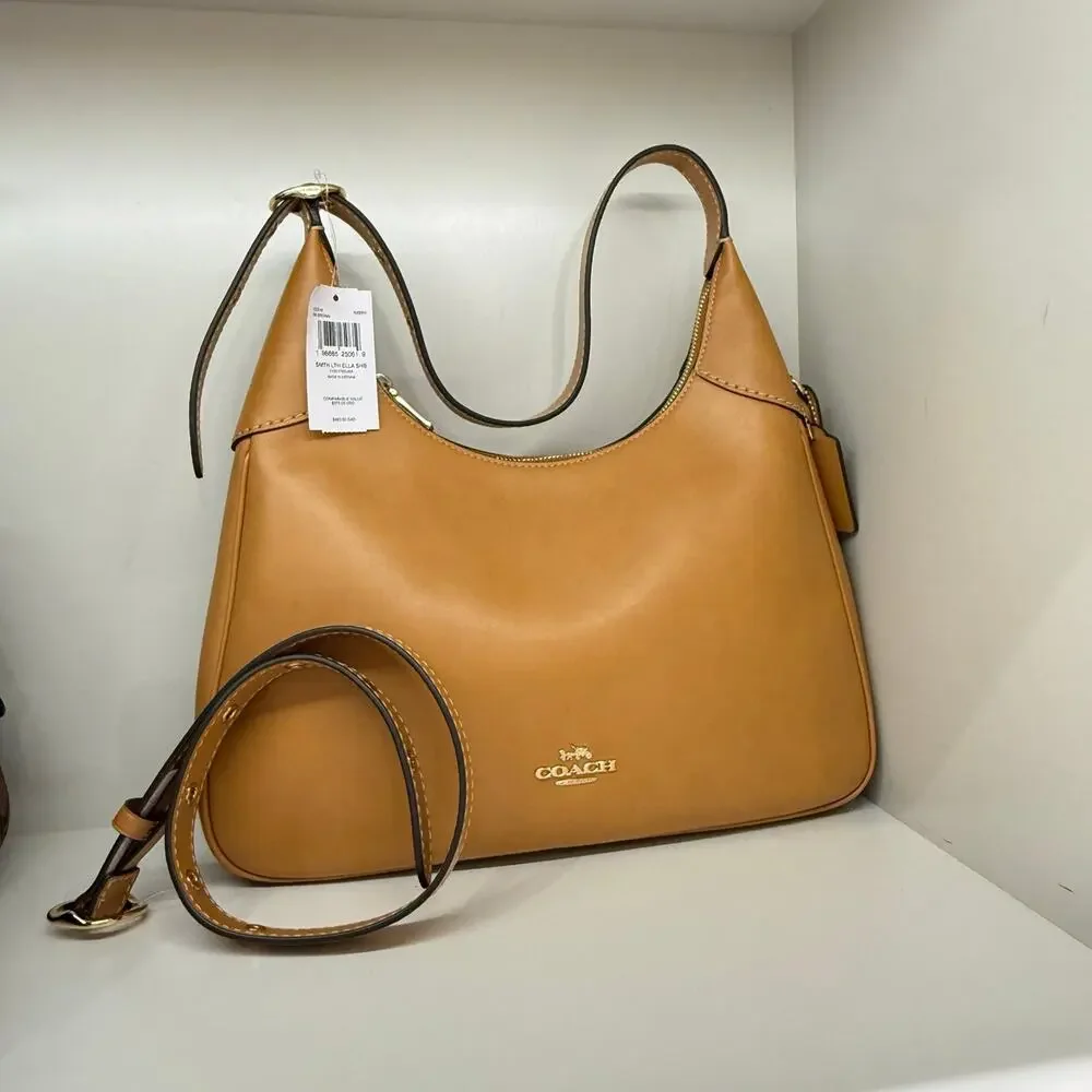 NEW‼️Coach Ella Shoulder Bag  CCE48 smooth leather/Gold/Brown